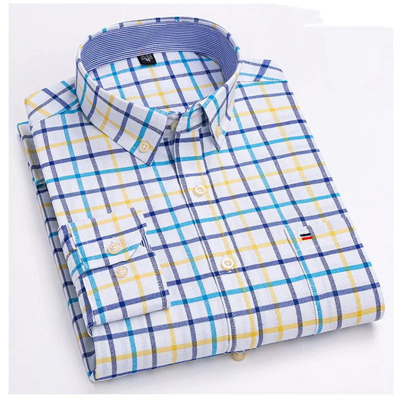 Oxford Cotton Casual Shirt Business - 2024 new Men's Shirt Long sleeved