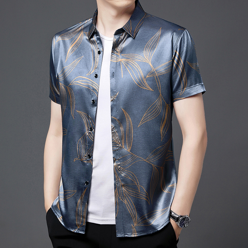 Mens Satin Silk Dress Shirt - Mùa Hè Năm 2022 Nam Lụa