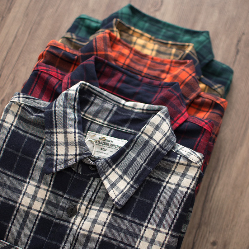 Flannel Plaid Shirt Heavy Weight - Autumn New American Retro 300g Heavyweight