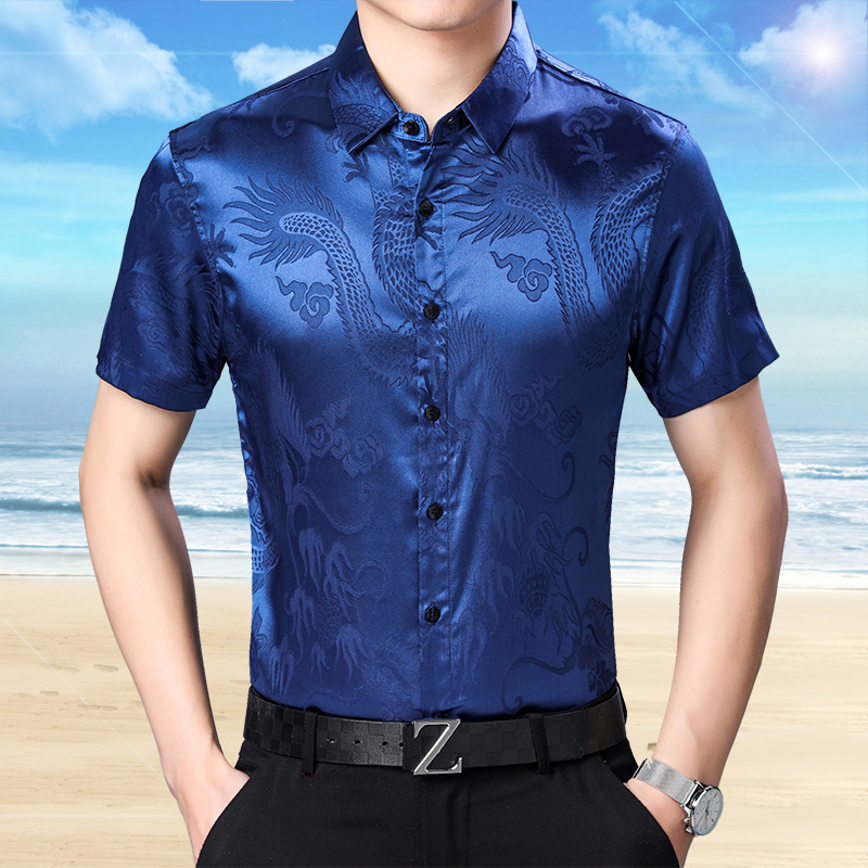 Áo Khoác Nam Họa Tiết Thời Tra - đánh giá và giá Mens Satin Silk Dress Shirt