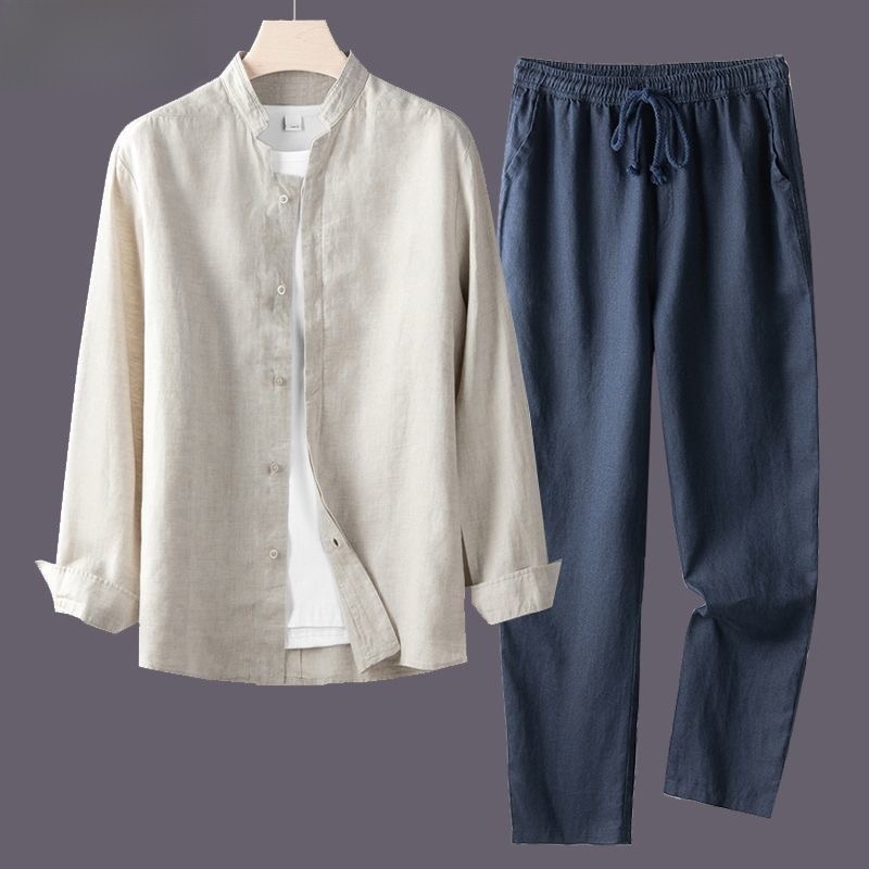 Lightweight Breathable Cotton  - đánh giá và giá Mens Linen Shirt Long Sleeve