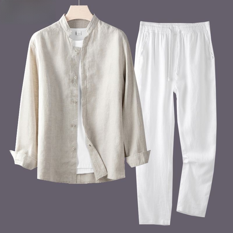 Lightweight Breathable Cotton  - đánh giá và giá Mens Linen Shirt Long Sleeve