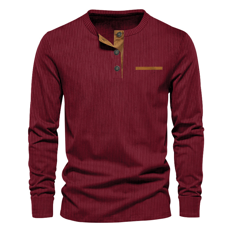 New Men's Long Sleeve T-shirt  - đánh giá và giá Corduroy Button Up Shirt Men