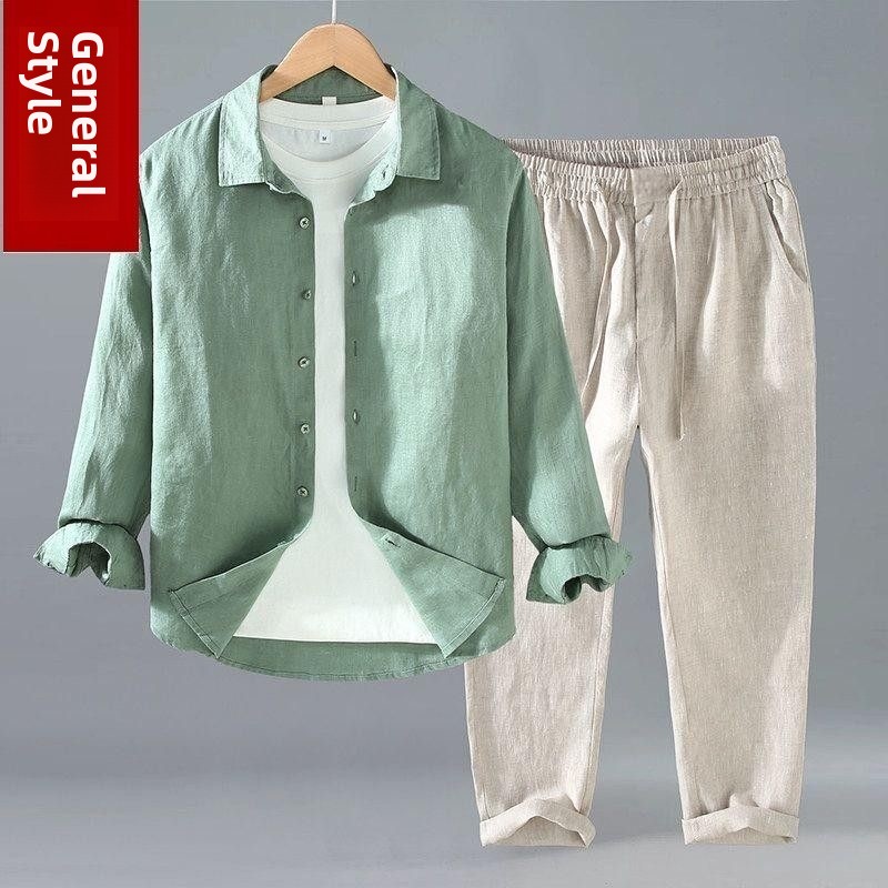 Summer Cotton Linen Shirt Pant - đánh giá và giá Mens Linen Shirt Long Sleeve