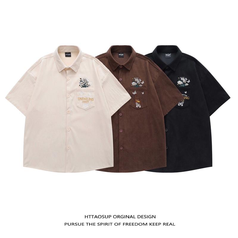 HTTAOSUP 2026 Men's Short Slee - đánh giá và giá Corduroy Button Up Shirt Men