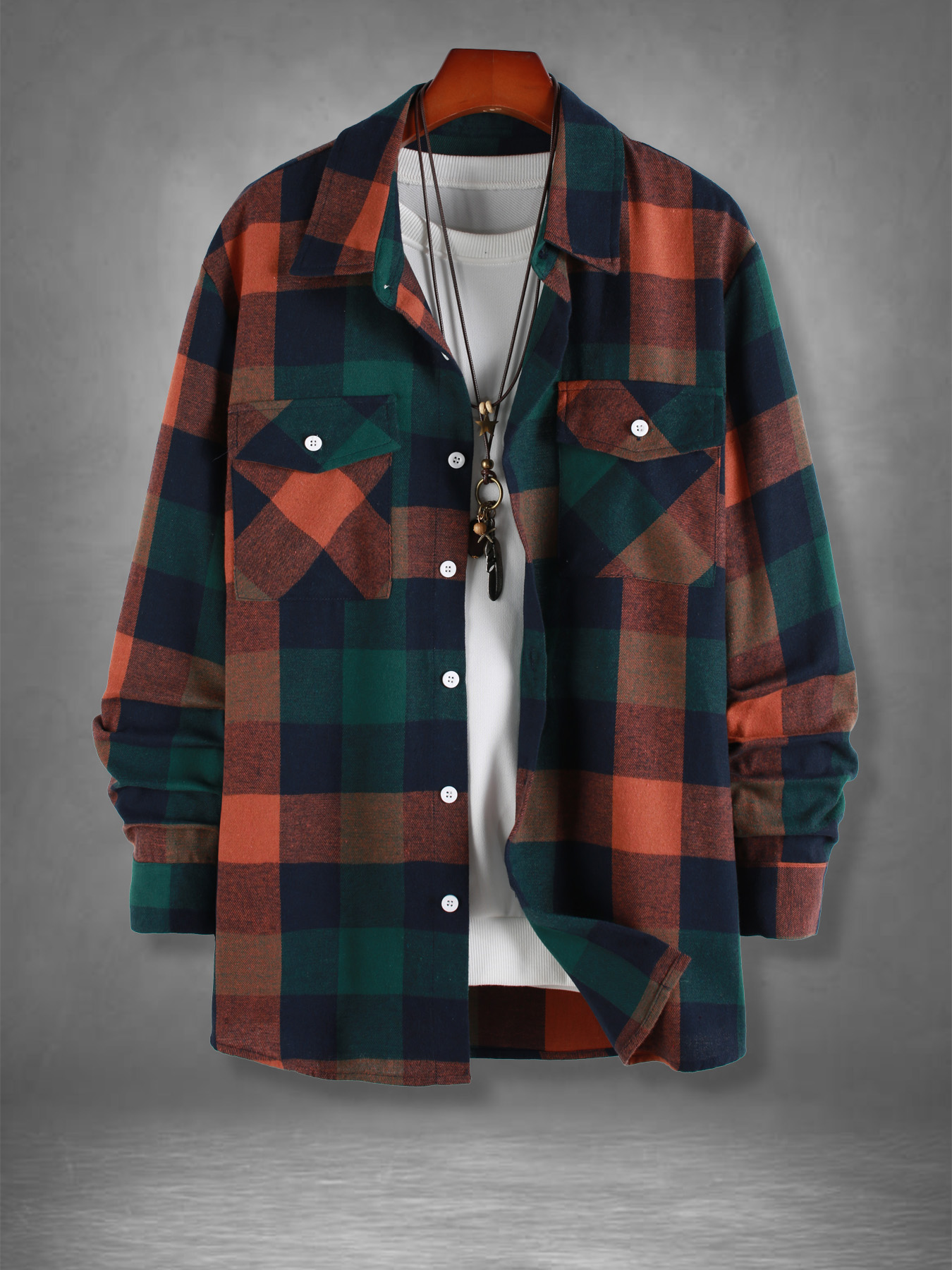 Men's Retro Orange Green Plaid - đánh giá và giá Jackets