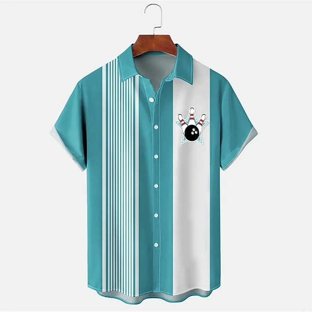 Men's Striped Bowling Pattern  - đánh giá và giá Short Sleeve Bowling Shirt Retro