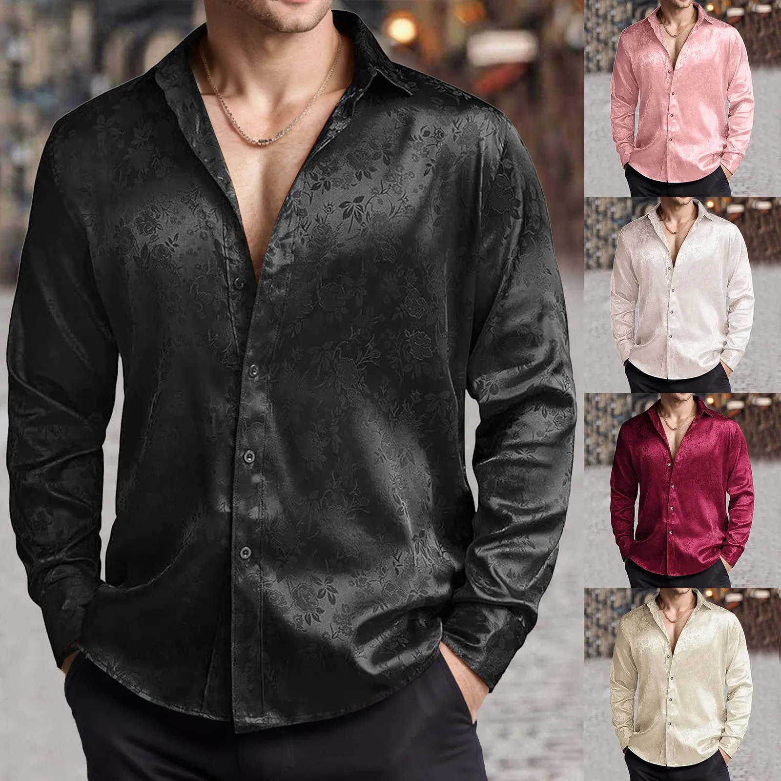 Mens Imitation Silk Satin Dres - đánh giá và giá Mens Satin Silk Dress Shirt