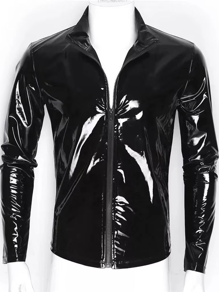 S-7XL Wet Look PVC Long Sleeve - đánh giá và giá Jackets