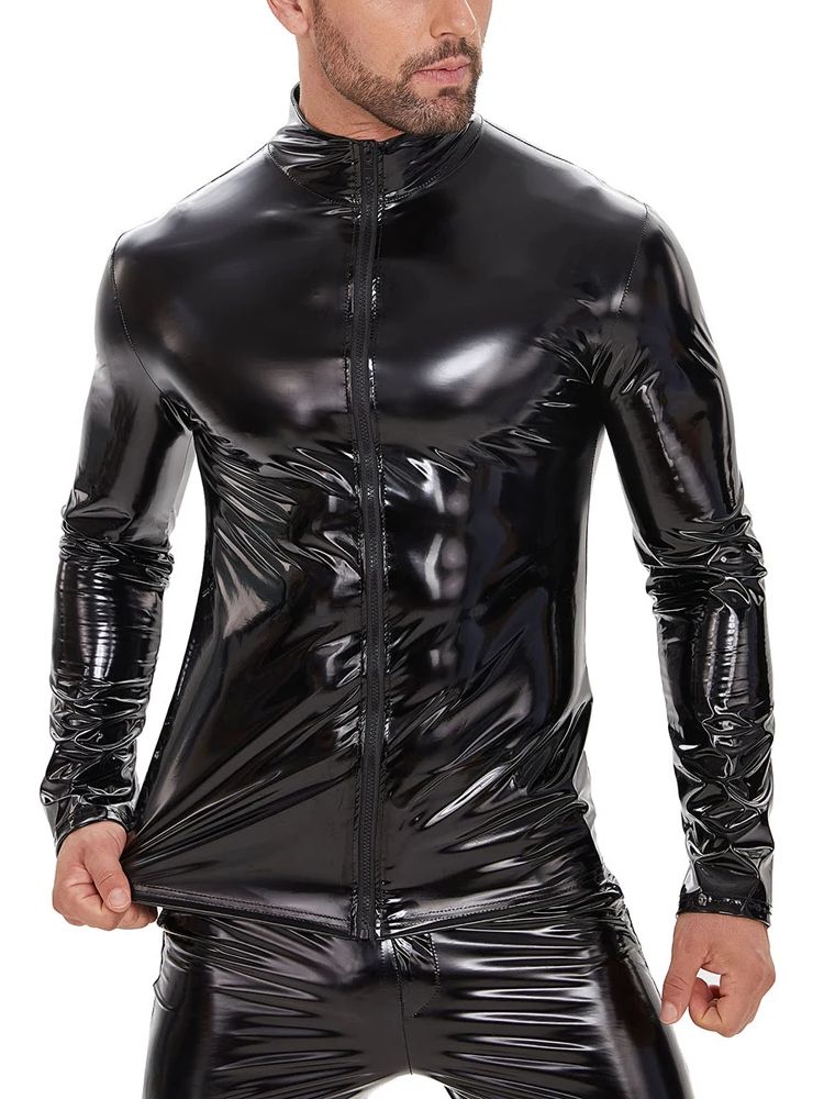 S-7XL Wet Look PVC Long Sleeve - đánh giá và giá Jackets