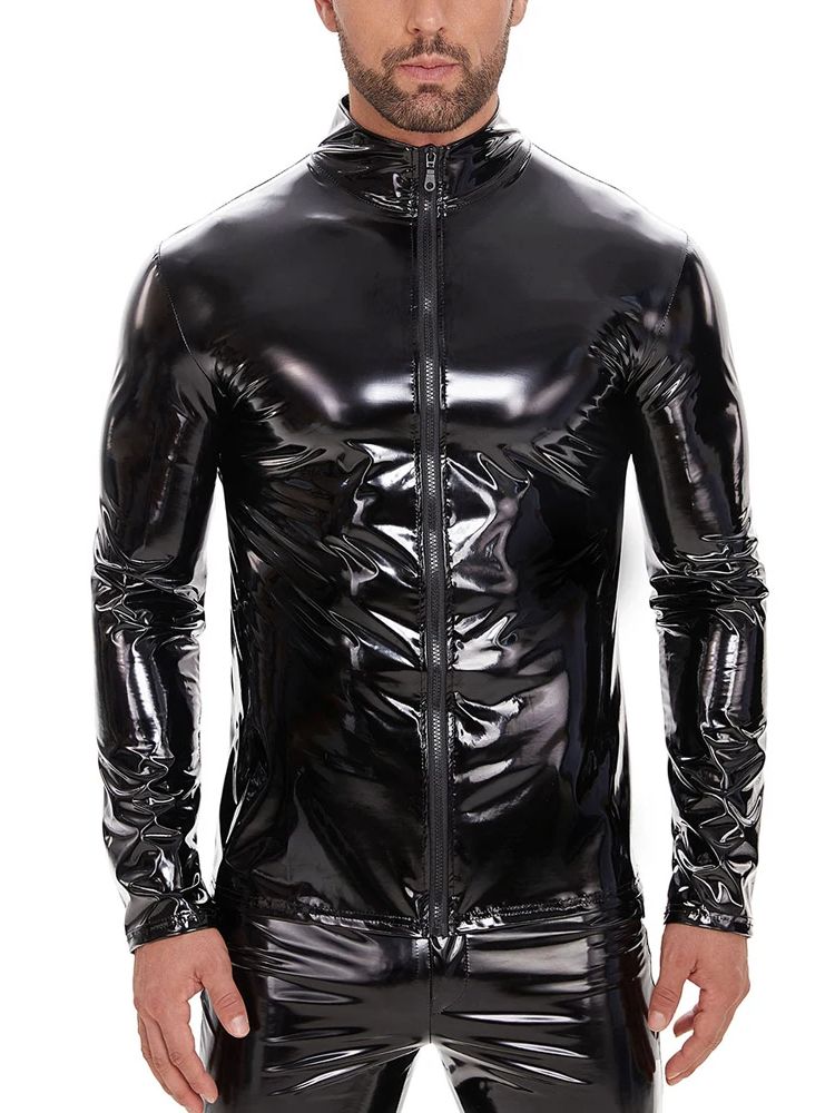 S-7XL Wet Look PVC Long Sleeve - đánh giá và giá Jackets