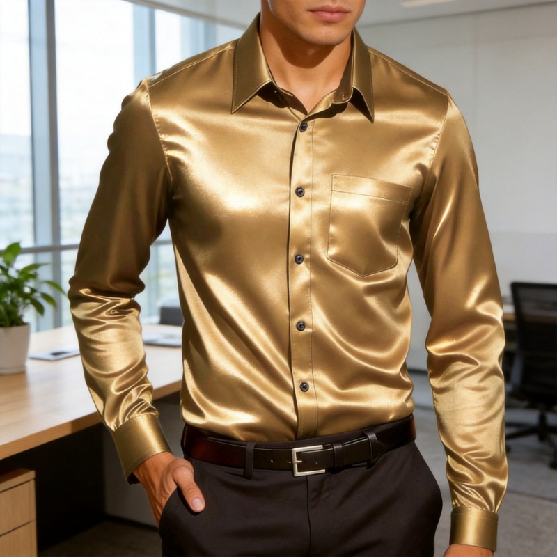 Men's Satin-Like Ice Silk Dres - đánh giá và giá Mens Satin Silk Dress Shirt
