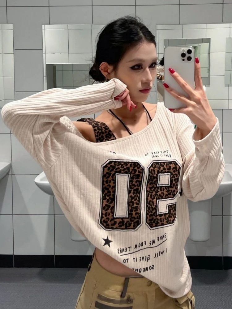 Y2K Patchwork Leopard Print T- - đánh giá và giá T-Shirts