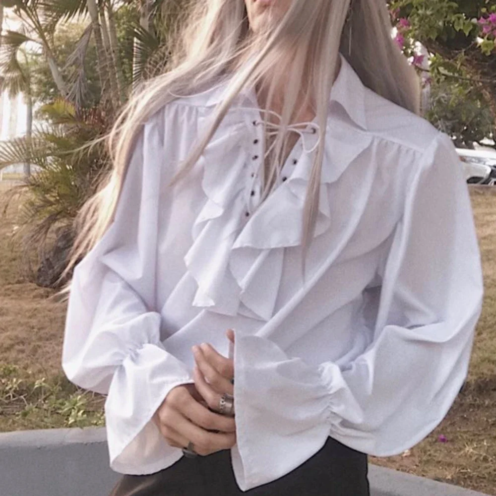 Men Pirate Shirt Vampire Princ - đánh giá và giá Medieval Gothic Lace Up Pirate Shirt