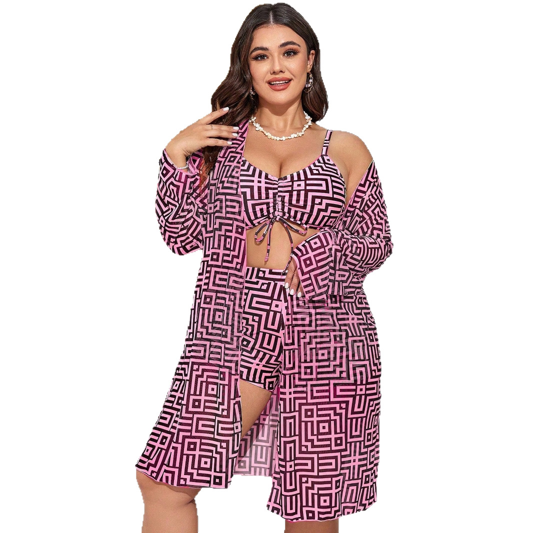 Plus Size 3‑Piece Geometric Pr - đánh giá và giá Shorts