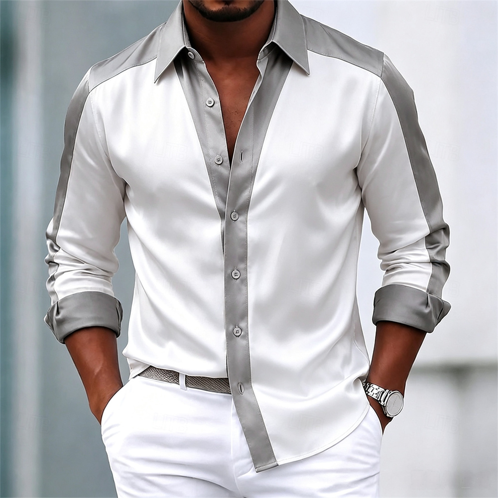 Men's shirt satin shirt dress  - đánh giá và giá Mens Satin Silk Dress Shirt