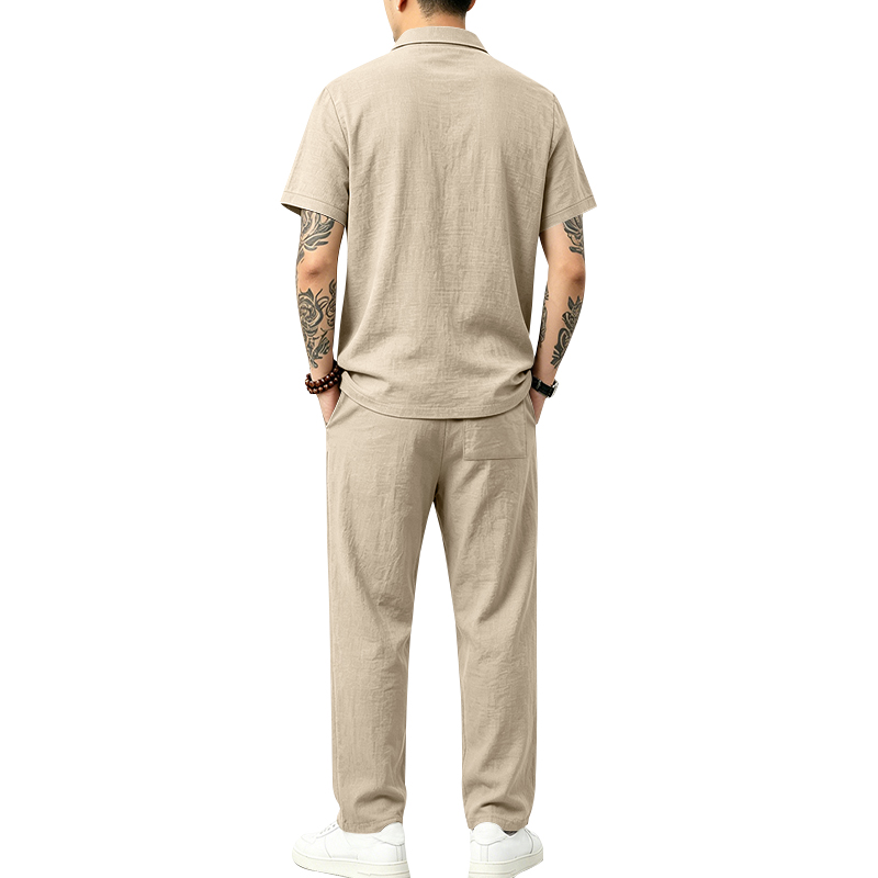 Men's 2 Piece Polo Set Short S - đánh giá và giá Mens Linen Shirt Long Sleeve