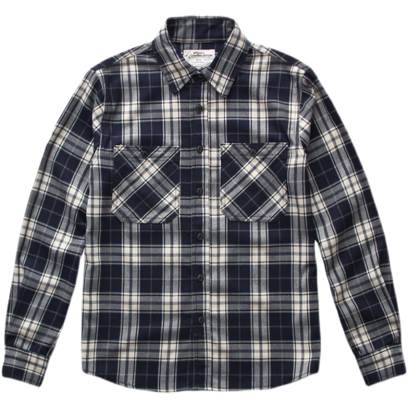 Autumn New American Retro 300g - đánh giá và giá Flannel Plaid Shirt Heavy Weight